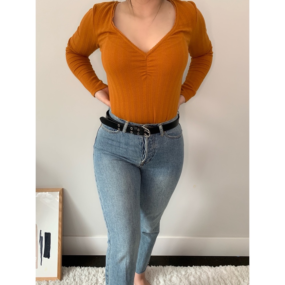 rusted orange long sleeve top from forever 21